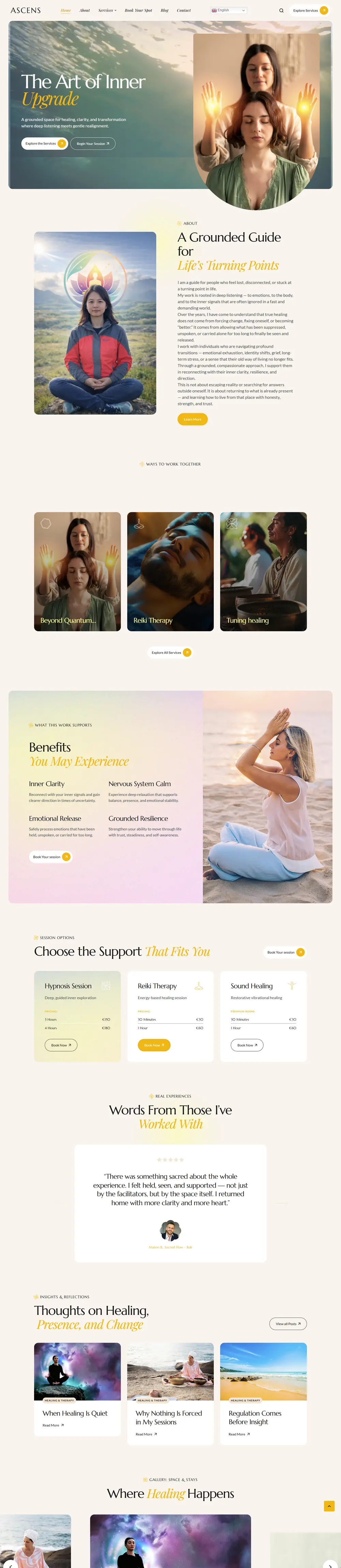 Full homepage of the ASCENS website on desktop