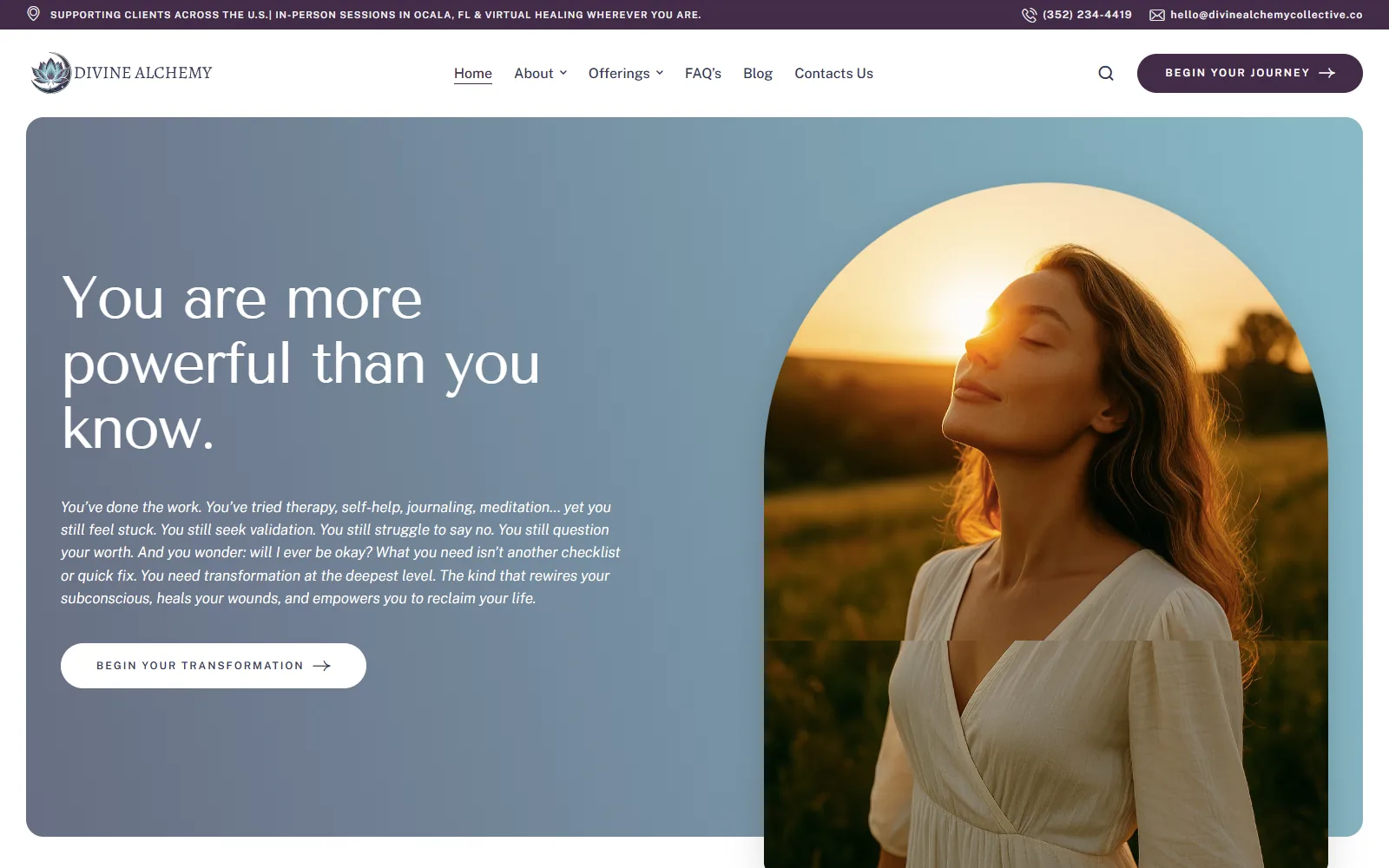 Divine Alchemy website homepage
